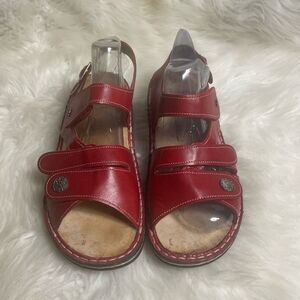 Finn Comfort Gomera Red Leather Slingback Sandals EUR SZ41